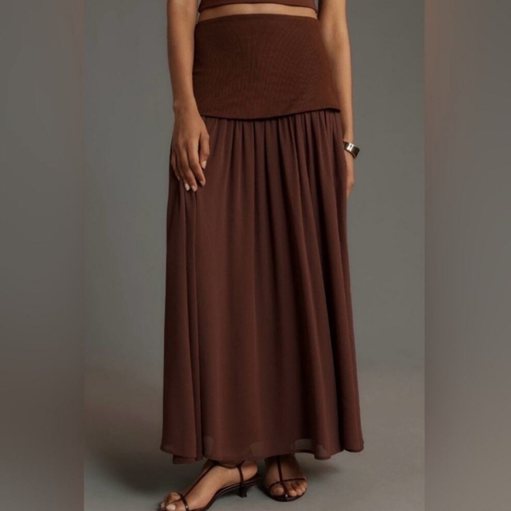 Anthropologie Dropped Yoke-Waist Maxi Skirt size large - Picture 3 of 7
